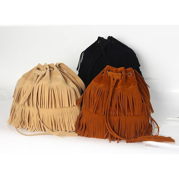 Summer Fringe Boho Bucket Bag-Bohemian Brunch