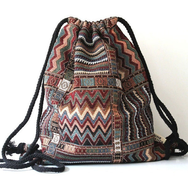 Tribal Boho Chic Drawstring Backpack-Bohemian Brunch