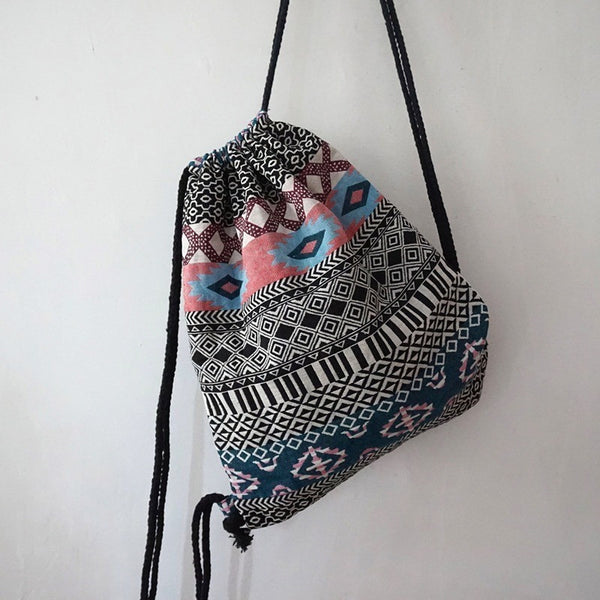 Tribal Boho Chic Drawstring Backpack-Bohemian Brunch