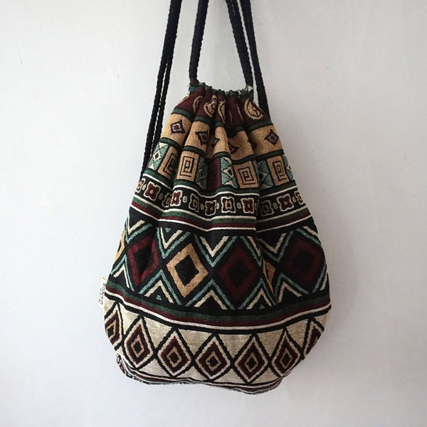 Tribal Boho Chic Drawstring Backpack-Bohemian Brunch