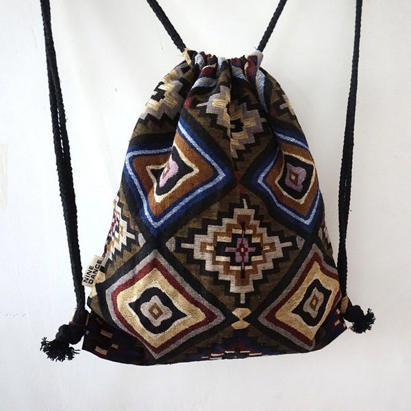 Tribal Boho Chic Drawstring Backpack-Bohemian Brunch