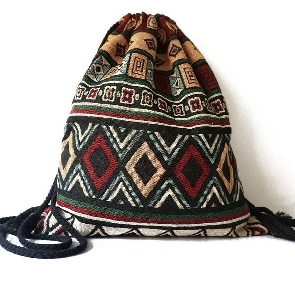 Tribal Boho Chic Drawstring Backpack-Bohemian Brunch