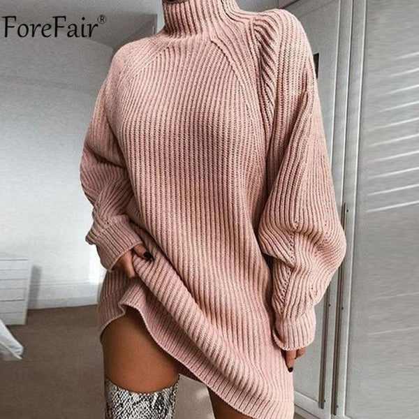 Turtleneck Long Sleeve Sweater Winter Dress-Bohemian Brunch