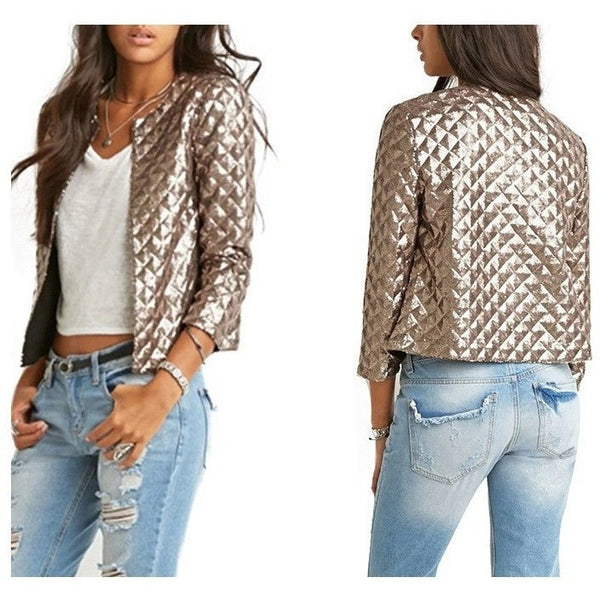 Vogue Gold Sequins Bling Jackets-Bohemian Brunch