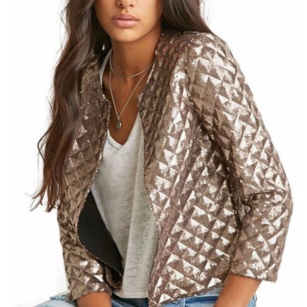 Vogue Gold Sequins Bling Jackets-Bohemian Brunch