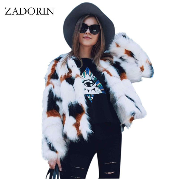 White Boho Faux Fur Coat Elegant Winter Jacket Hairy Overcoat-Bohemian Brunch