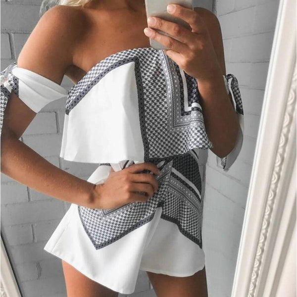 White Printed Strapless Summer Fun Rompers $29.00 3 DAY SALE-Bohemian Brunch