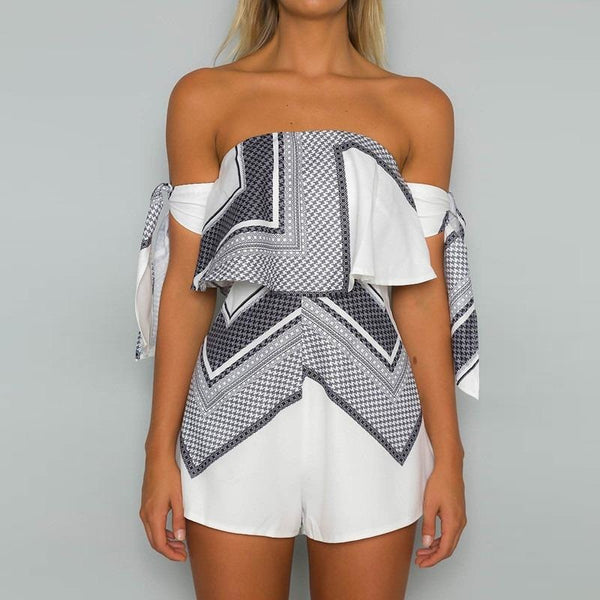 White Printed Strapless Summer Fun Rompers $29.00 3 DAY SALE-Bohemian Brunch