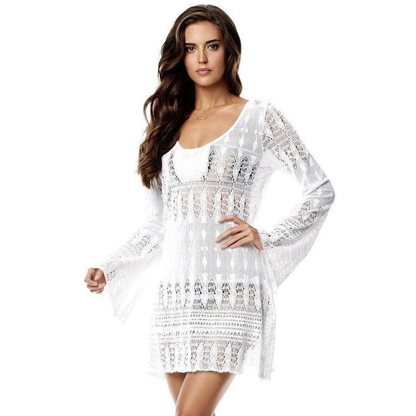 White Summer Beach Dress-Bohemian Brunch