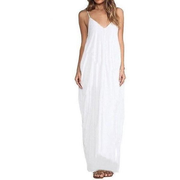 White Sundress Beach Boho Strapless Maxi-Bohemian Brunch