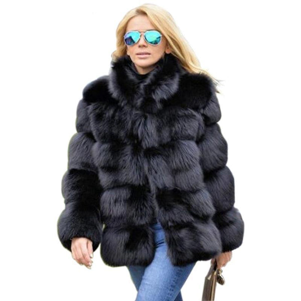 Winter Coat Women Faux Fox Fur Coat Plus Size Women-Bohemian Brunch