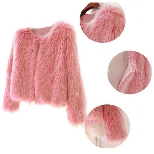 Winter Fashion Streetwear Boho Faux fur Crop Coat-Bohemian Brunch