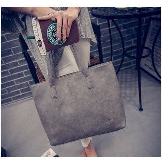 Winter Hobo Classic PU Leather Shopping HandBags Grey or Black-Bohemian Brunch